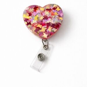 Heart-Shaped Multicolor Butterfly Confetti badge Holder